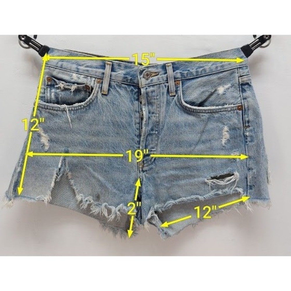 AGOLDE Parker Cutoff Denim Shorts Women's 27 Light Wash Distressed Festival Boho - Picture 6 of 6